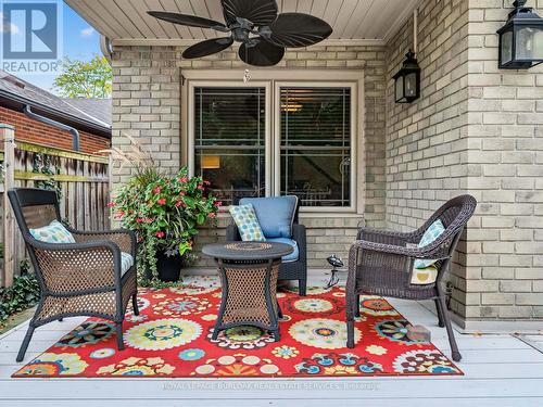 covered sitting area with fan - 1259 Nathaniel Crescent, Burlington, ON 
