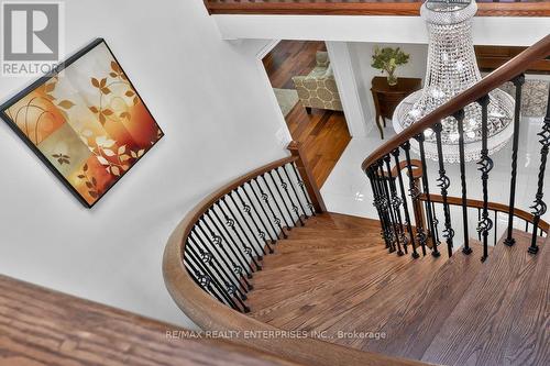 Redesigned Oak Staircase With Iron - 1634 Tipperary Court, Mississauga, ON 