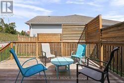 Extra fencing on railing offers additional privacy - 