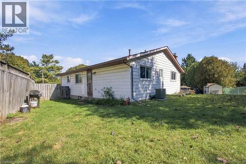 Expansive backyard with a wooden fence and a detached storage shed - 135 Cedarhill Crescent, Kitchener, ON 