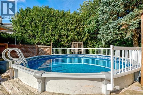 Above-ground pool with integrated entry ladder - 8 Bonnylyn Drive, Kitchener, ON 