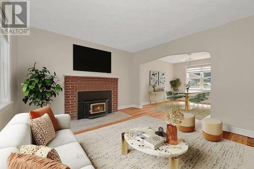 Virtually Staged-Living Room - 1072 Richard Avenue, Ottawa, ON - Indoor Photo Showing Living Room With Fireplace