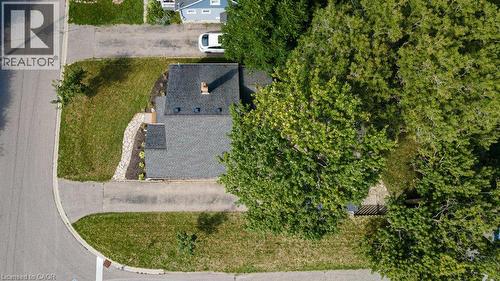 Asphalt shingle roof, stone pathway, landscaped garden beds, green lawn, and mature trees - 99 Shantz Lane, Kitchener, ON - Outdoor