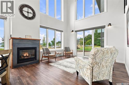 5000 Lakeside Road, Marean Lake, SK - Indoor Photo Showing Living Room With Fireplace