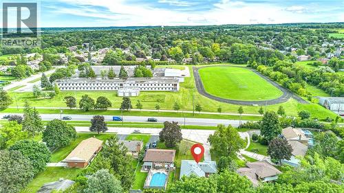 Aerial perspective showcasing surrounding properties and abundant green space - 284 Cedar Crescent, Cambridge, ON - Outdoor With View