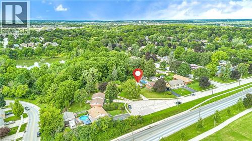 Aerial perspective showcasing a residential area with a prominent green landscape - 284 Cedar Crescent, Cambridge, ON - Outdoor With View