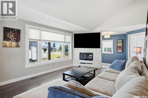 312 3Rd Street W, Warman, SK - Indoor Photo Showing Living Room With Fireplace