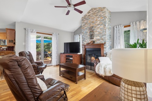 Salon - 60 Ch. De St-Moritz, Saint-Sauveur, QC - Indoor Photo Showing Living Room With Fireplace