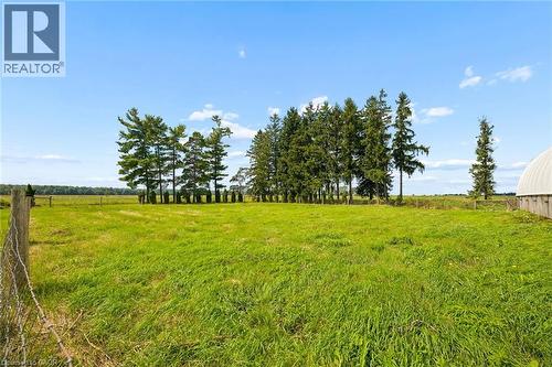 Expansive green field with mature trees and a partial barn structure - 5480 Line 42 Line, Mitchell, ON 