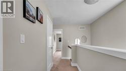 Hallway with neutral wall finishes and carpeted flooring - 