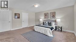 Neutral tone wall finishes, carpeted flooring, and two panel interior doors - 