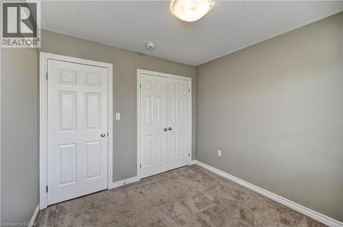 Neutral wall paint, plush carpet flooring, paneled interior doors, and a ceiling-mounted light fixture - 102 Wheat Lane, Kitchener, ON 