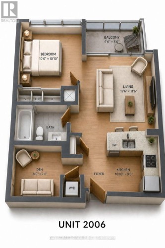 3D Floor Plan - AI designed, Just for illustration - 2006 - 88 Sheppard Avenue E, Toronto, ON 