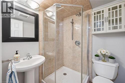 Walk-in shower with glass enclosure and tiled surround - 345 Beechlawn Drive, Waterloo, ON 