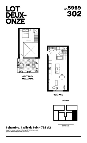 Plan (croquis) - 302-5973 Av. Papineau, Montréal (Rosemont/La Petite-Patrie), QC 