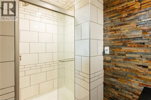 Walk-in shower with clear glass enclosure - 229 Winfield Avenue, Waterloo, ON 