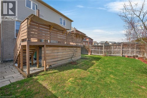 Back of property featuring a fenced backyard and a residential view - 97 Sirente Drive, Hamilton, ON 