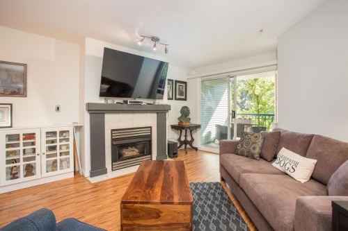 221-19528 Fraser Highway, Surrey, BC - Indoor Photo Showing Living Room With Fireplace