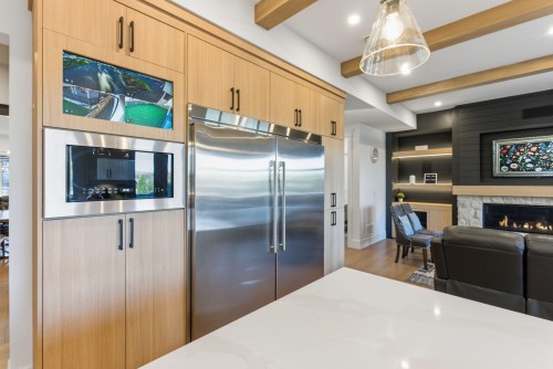 23741 Old Yale Road, Langley, BC - Indoor Photo Showing Kitchen With Fireplace