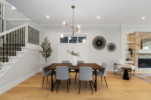 17138 0A Avenue, Surrey, BC - Indoor Photo Showing Dining Room With Fireplace