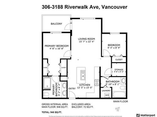 306 3188 Riverwalk Avenue, Vancouver, BC 