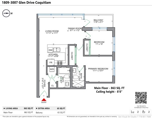 1809-3007 Glen Drive, Coquitlam, BC 