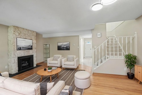 7305 Coronado Drive, Burnaby, BC - Indoor Photo Showing Living Room With Fireplace
