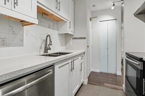 203-1611 3Rd Avenue E, Vancouver, BC - Indoor Photo Showing Kitchen With Double Sink