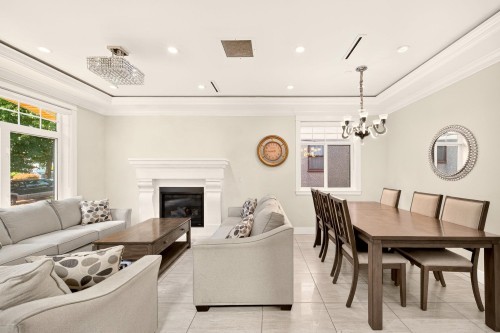5886 Sherbrooke Street, Vancouver, BC - Indoor Photo Showing Dining Room With Fireplace