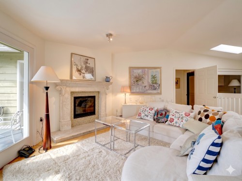 4947 Sunshine Coast Highway, Sechelt, BC - Indoor Photo Showing Living Room With Fireplace