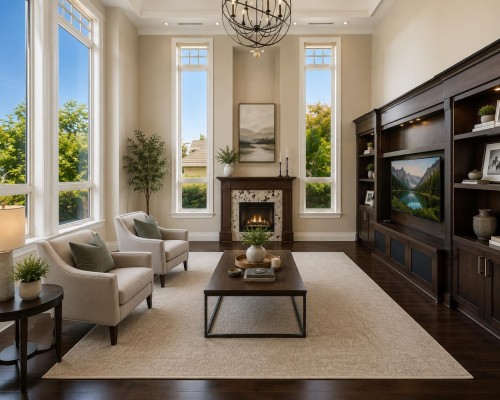 5828 Gibbons Drive, Richmond, BC - Indoor Photo Showing Living Room With Fireplace