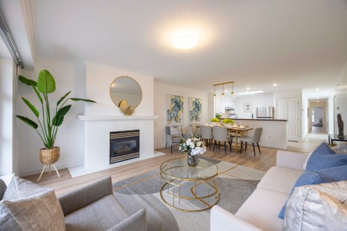 409-3580 41 W, Vancouver, BC - Indoor Photo Showing Living Room With Fireplace