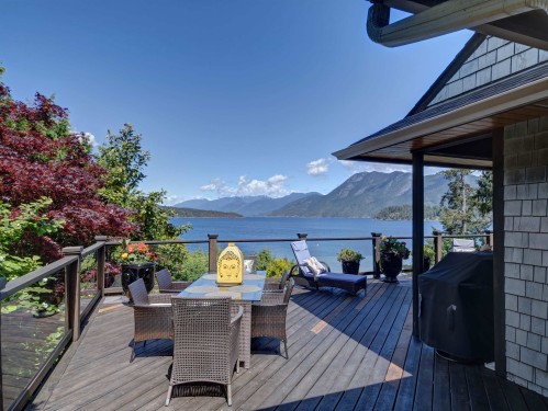 6480 Shoreline Place, Sechelt, BC - Outdoor With Body Of Water With Deck Patio Veranda With Exterior
