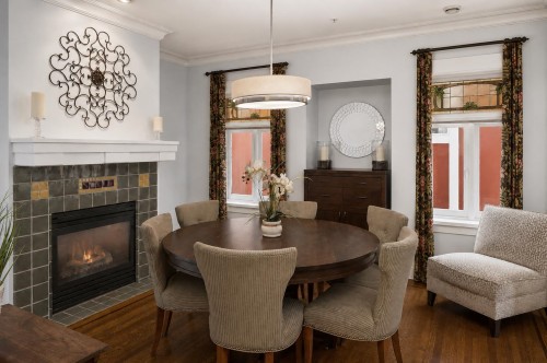3541 8Th Avenue W, Vancouver, BC - Indoor Photo Showing Dining Room With Fireplace