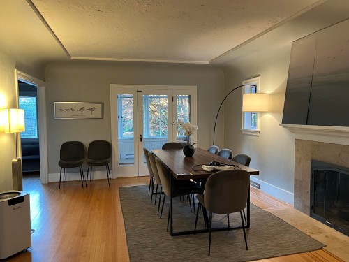 3567 26Th W, Vancouver, BC - Indoor Photo Showing Dining Room With Fireplace