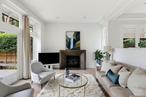3420 1St Avenue W, Vancouver, BC - Indoor Photo Showing Living Room With Fireplace
