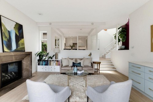 3420 1St Avenue W, Vancouver, BC - Indoor Photo Showing Living Room With Fireplace
