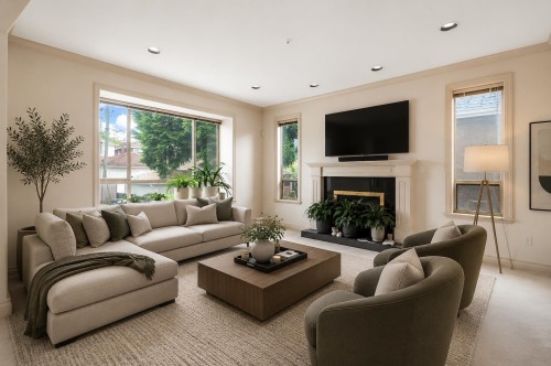 6520 Doman Street, Vancouver, BC - Indoor Photo Showing Living Room With Fireplace