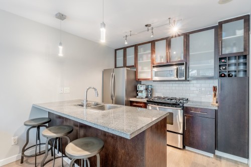 1227 Richards Street, Vancouver, BC - Indoor Photo Showing Kitchen With Double Sink With Upgraded Kitchen