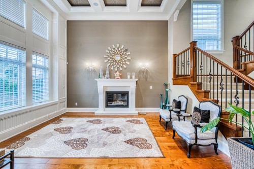 4180 Granville Avenue, Richmond, BC - Indoor Photo Showing Living Room With Fireplace