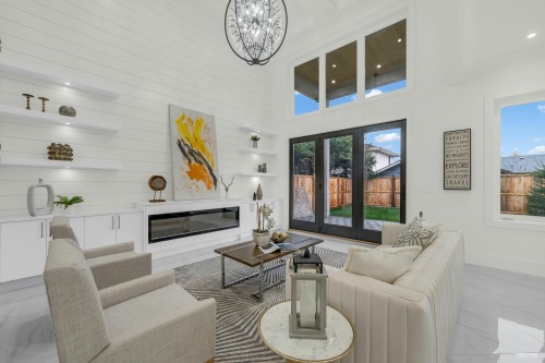 3651 Francis Road, Richmond, BC - Indoor Photo Showing Living Room With Fireplace