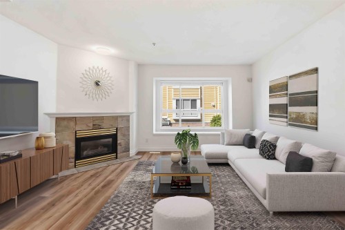 8433 Jellicoe Street, Vancouver, BC - Indoor Photo Showing Living Room With Fireplace