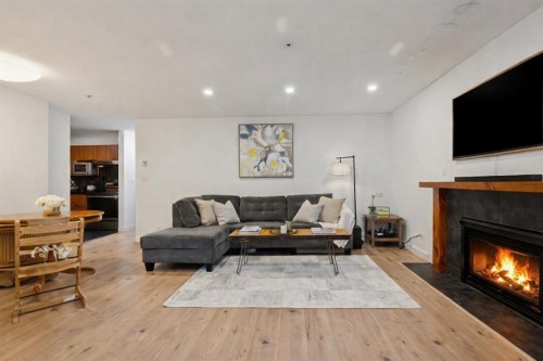 102-1689 4Th Avenue E, Vancouver, BC - Indoor Photo Showing Living Room With Fireplace