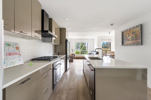 302-3581 Ross Drive, Vancouver, BC - Indoor Photo Showing Kitchen With Double Sink With Upgraded Kitchen