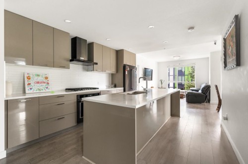 302-3581 Ross Drive, Vancouver, BC - Indoor Photo Showing Kitchen With Stainless Steel Kitchen With Upgraded Kitchen