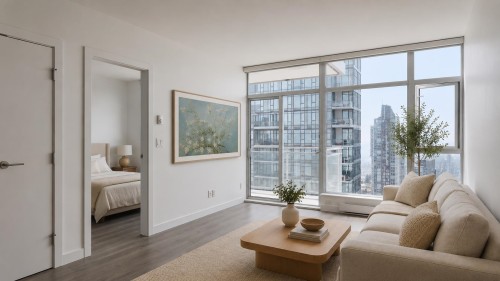 4105-4670 Assembly Way, Burnaby, BC - Indoor Photo Showing Living Room