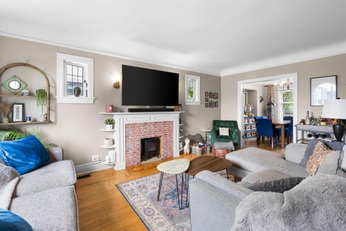 3026 Point Grey Road, Vancouver, BC - Indoor Photo Showing Living Room With Fireplace