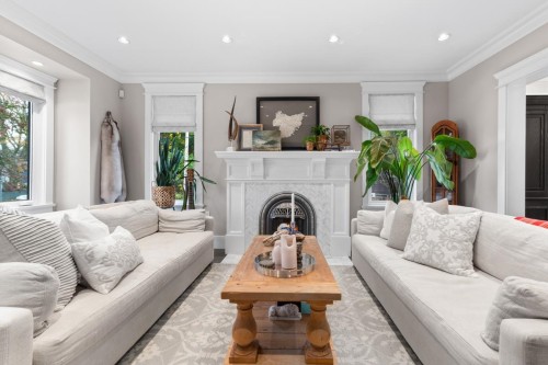 3095 5Th Avenue W, Vancouver, BC - Indoor Photo Showing Living Room With Fireplace