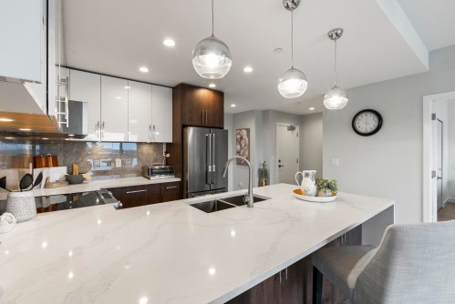 405-11703 Fraser Street, Maple Ridge, BC - Indoor Photo Showing Kitchen With Double Sink With Upgraded Kitchen