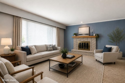 4630 44B Avenue, Delta, BC - Indoor Photo Showing Living Room With Fireplace